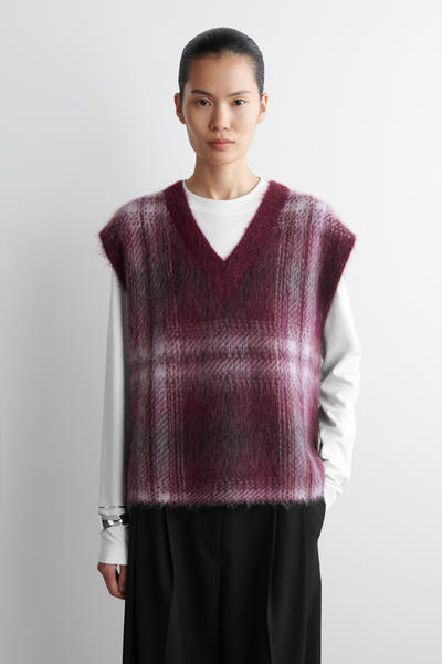 COS チェック柄アルパカブレンドベスト