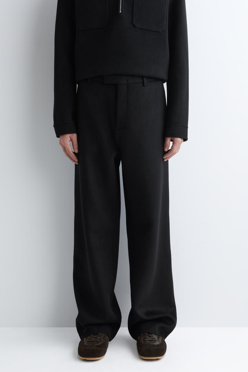 DOUBLE-FACED WOOL STRAIGHT-LEG TROUSERS ダブルフェイスウール