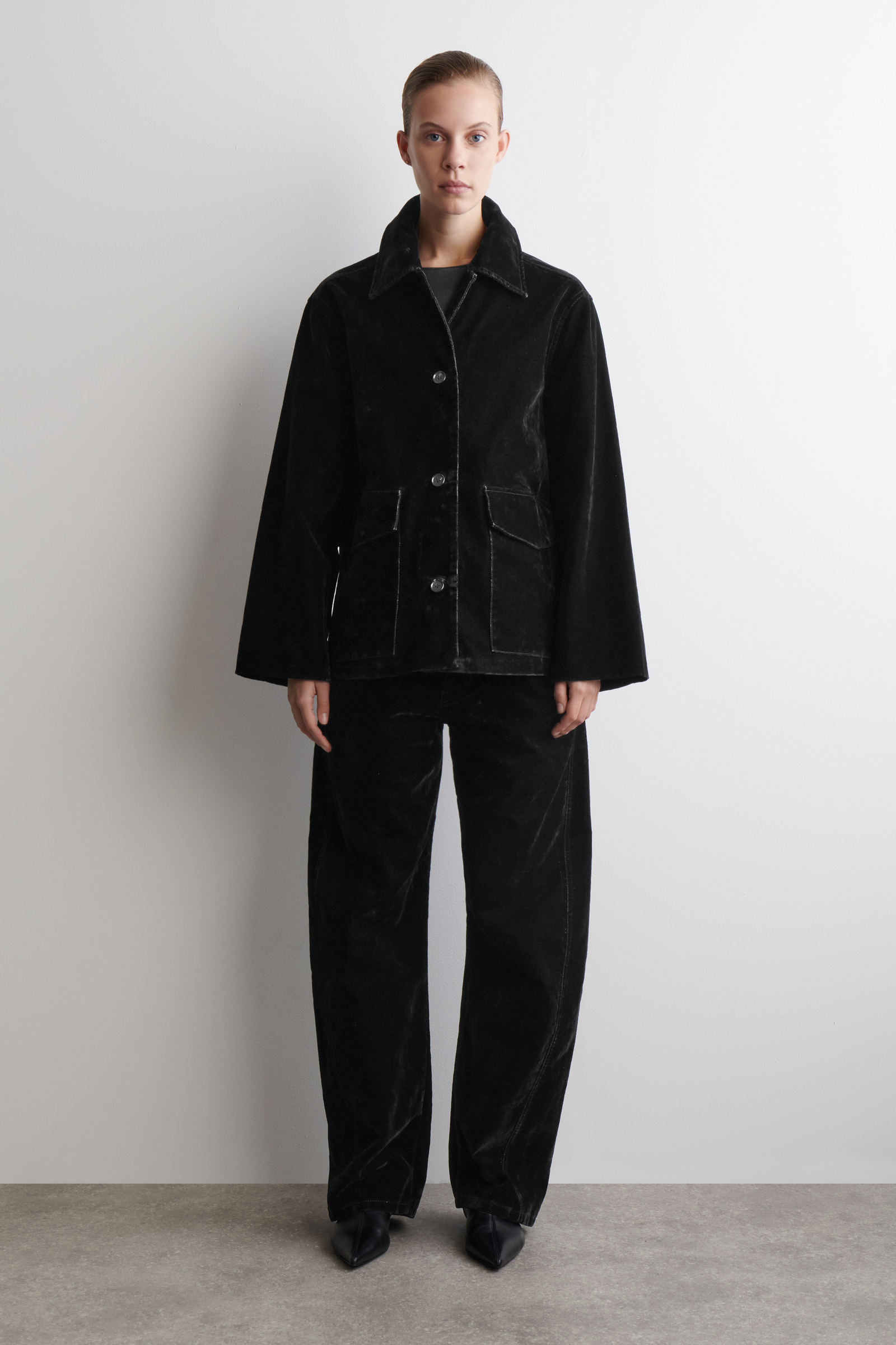 FLOCKED-DENIM JACKET フロックデニムジャケット ブラック｜COS コス