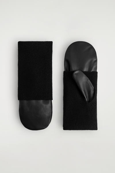 COS ウールカフレザーミトン