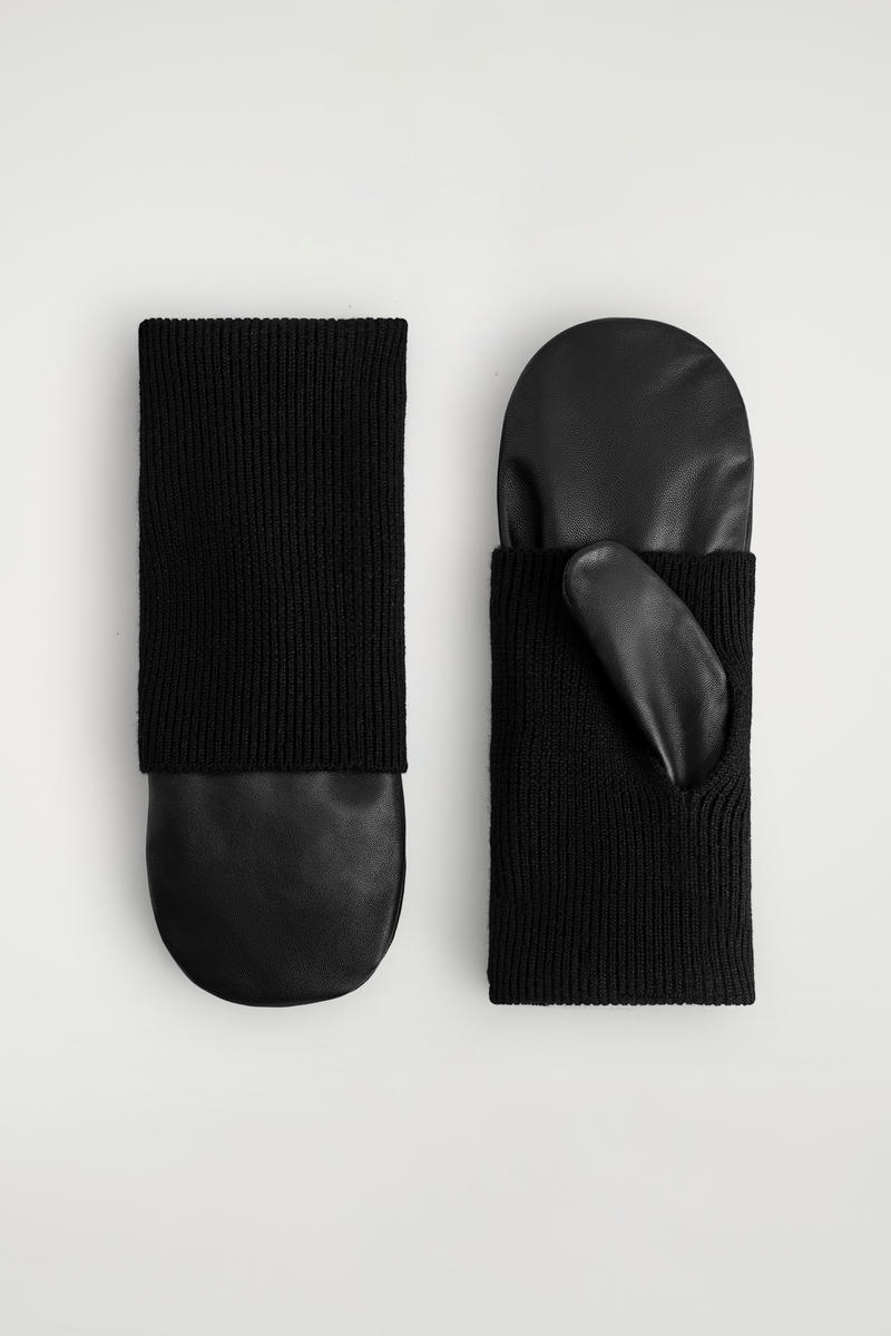 COS ウールカフレザーミトン