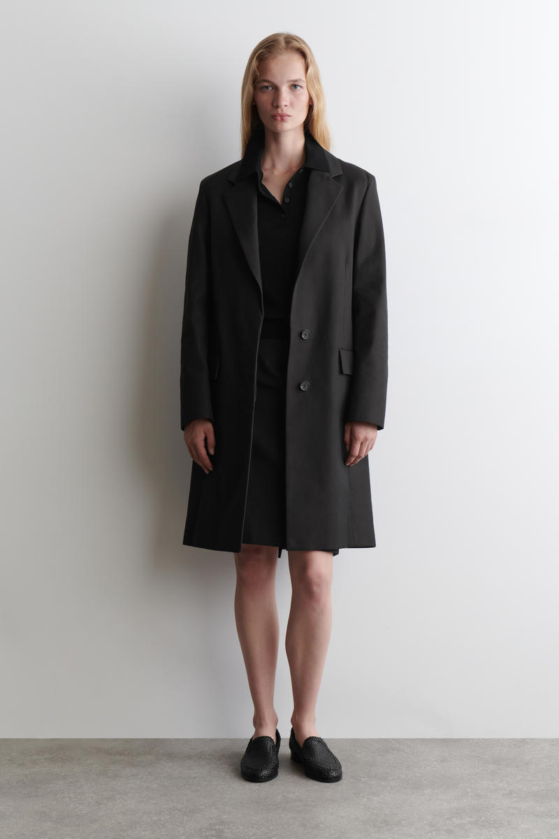 MERINO WOOL POLO JUMPER メリノウールニットポロ ブラック｜COS コス