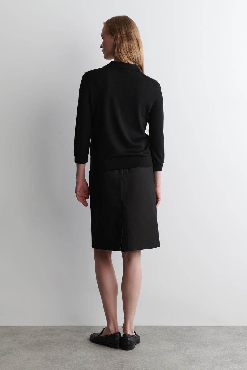 MERINO WOOL POLO JUMPER メリノウールニットポロ ブラック｜COS コス