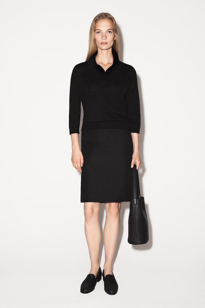 MERINO WOOL POLO JUMPER メリノウールニットポロ ブラック｜COS コス