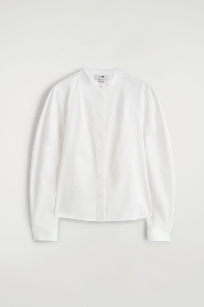 COS ノーカラーコットンシャツ