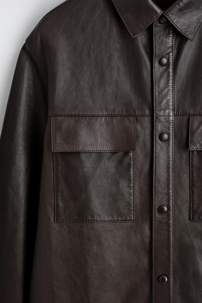 COS レザーオーバーシャツ