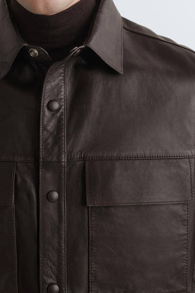 COS レザーオーバーシャツ