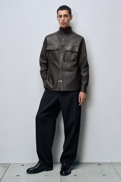 COS レザーオーバーシャツ