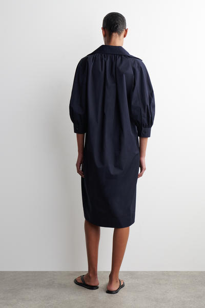 COS ギャザーコットンミディシャツドレス