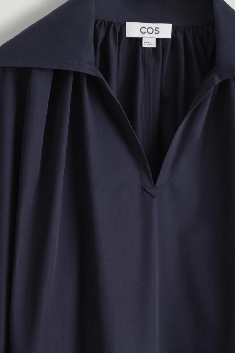 COS ギャザーコットンミディシャツドレス