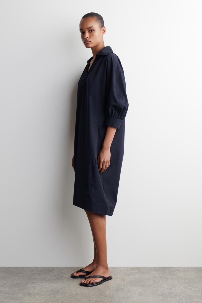 COS ギャザーコットンミディシャツドレス