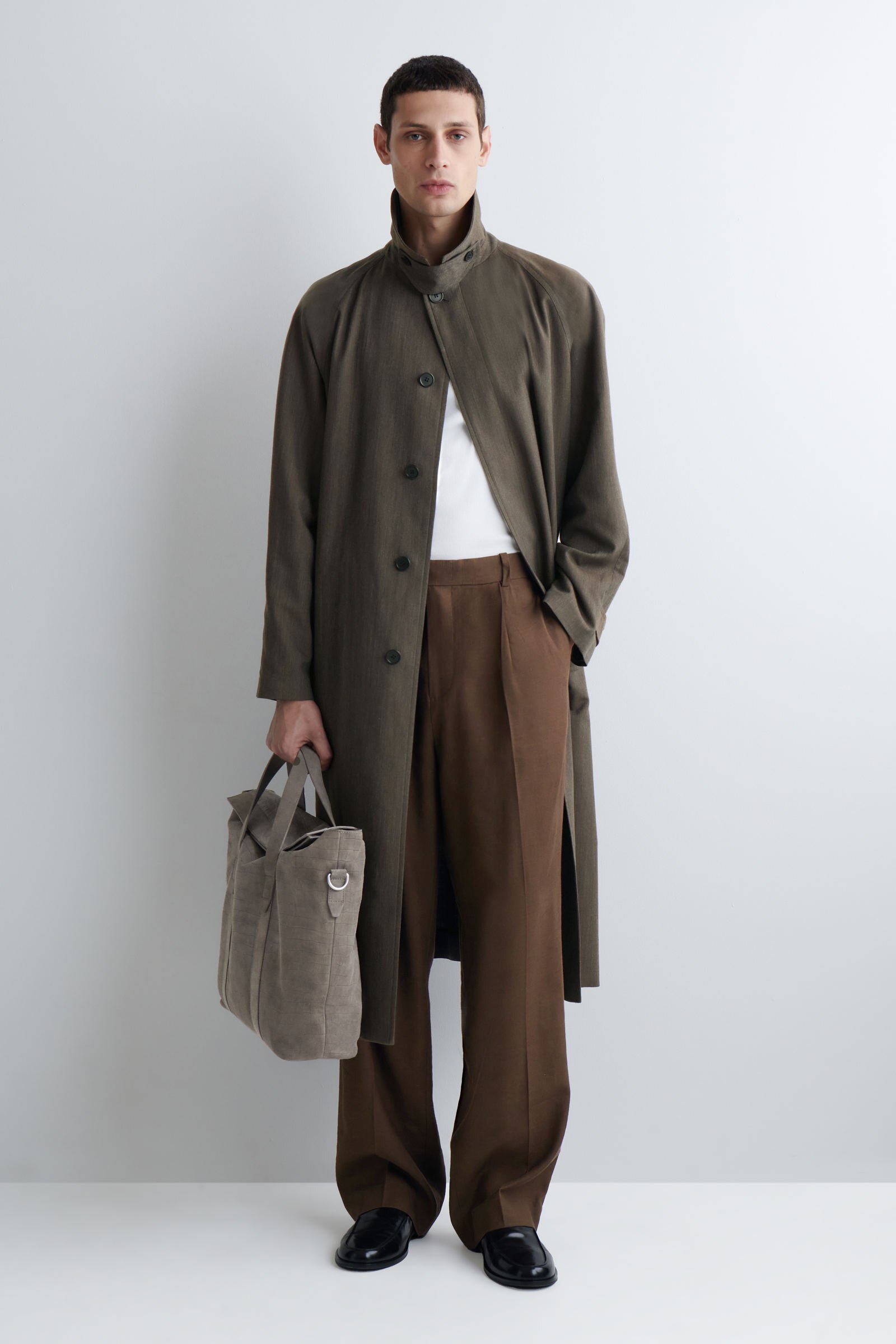 BRUNSWICK MESSENGER BAG - CROC-EFFECT SUEDE BRUNSWICK