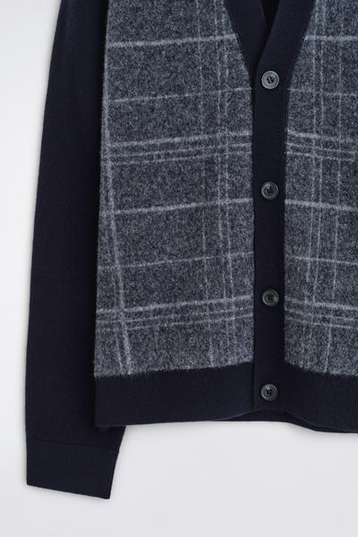 COS チェックウールVネックカーディガン