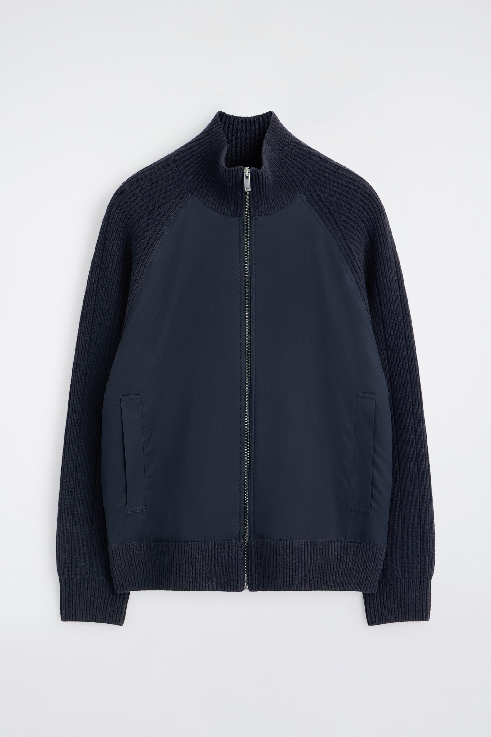 COTTON-PANELLED MERINO TRACK JACKET コットン切り替え メリノ