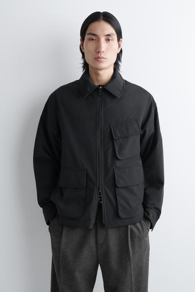 COS パッド入りハリントンジャケット-  ナイロン素材