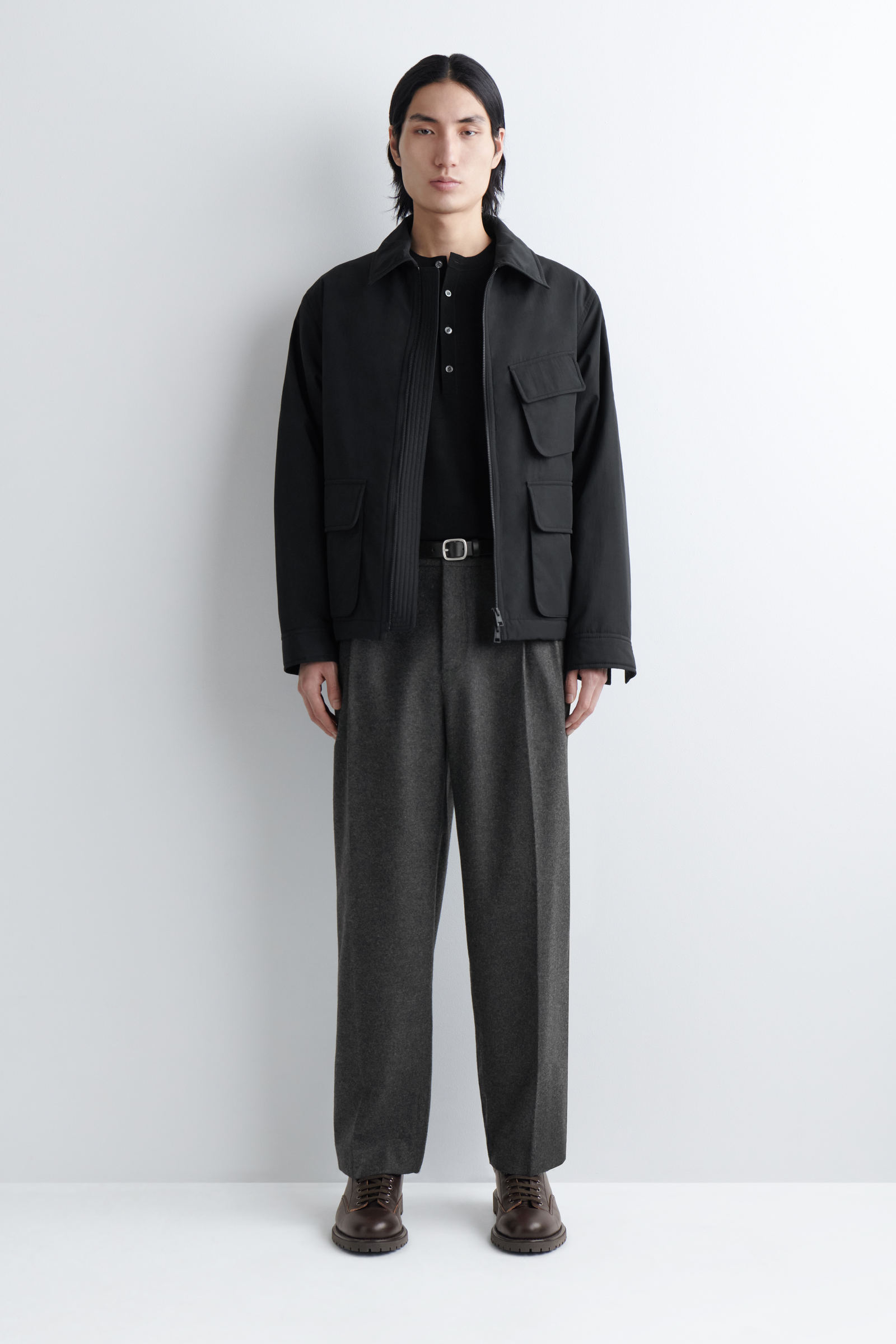 cos スプリットウールハリントンジャケット　ブラック　サイズM cos スプリットウールハリントンジャケット ブラック サイズM - メルカリ