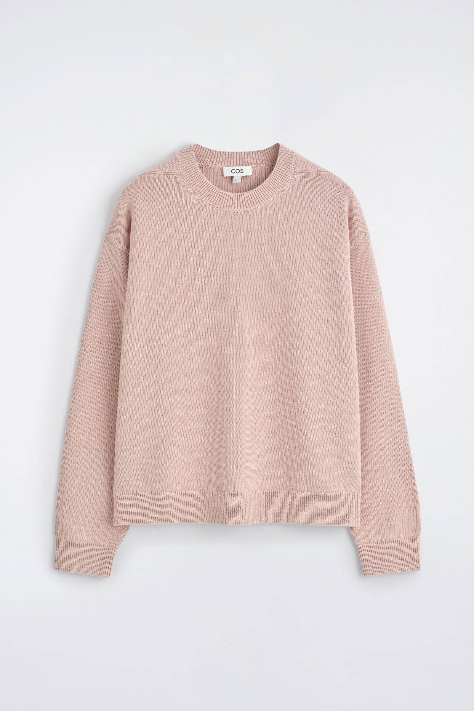 COS ピンク 長袖ニット KNITTED COTTON CREW-NECK JUMPER ニットコットンクルーネック