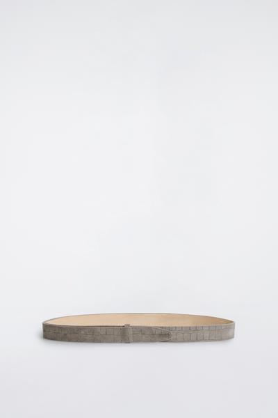 COS クロコダイル型押し　スエードバックルレスベルト