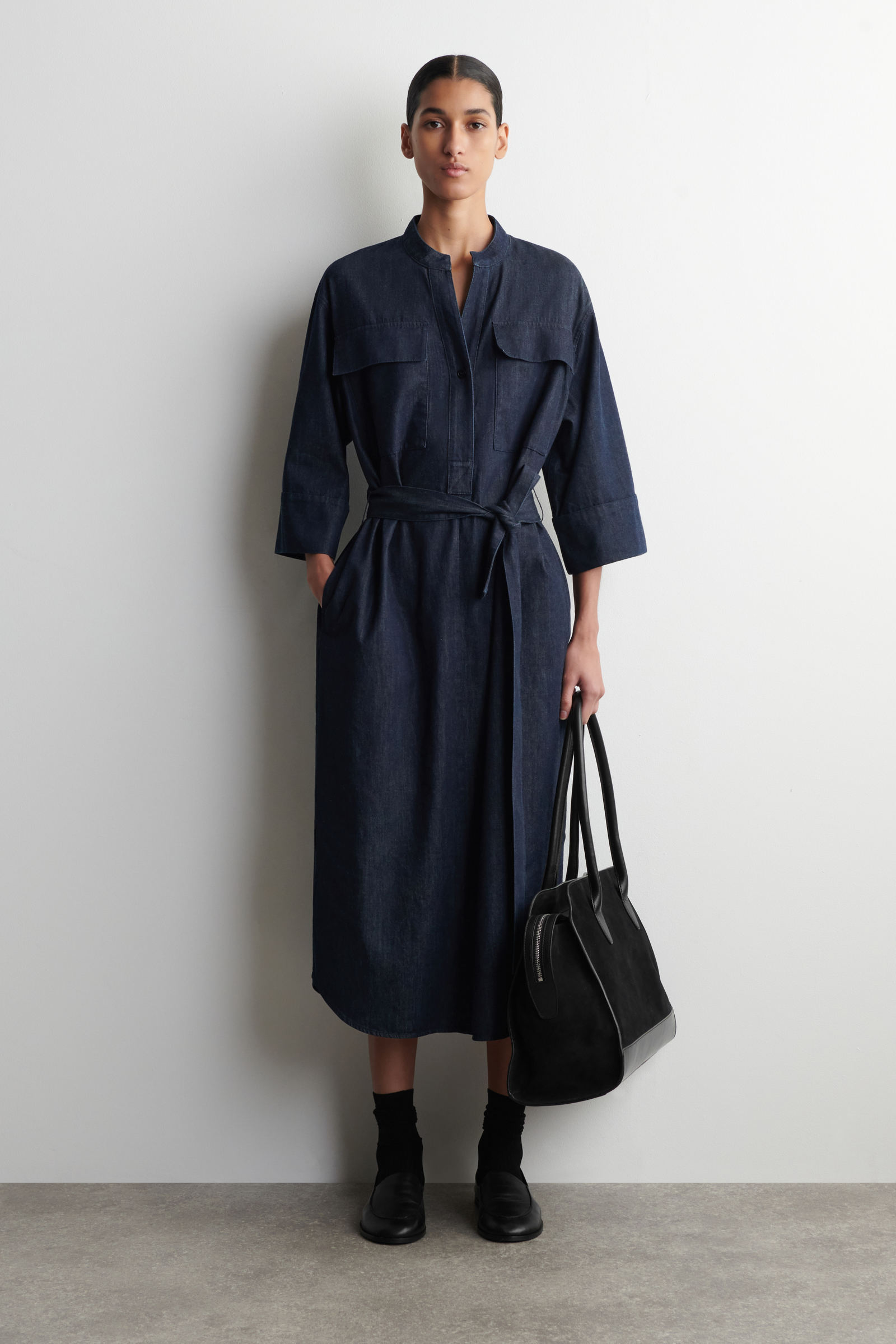 DENIM UTILITY MIDI SHIRT DRESS デニムユーティリティミディシャツ