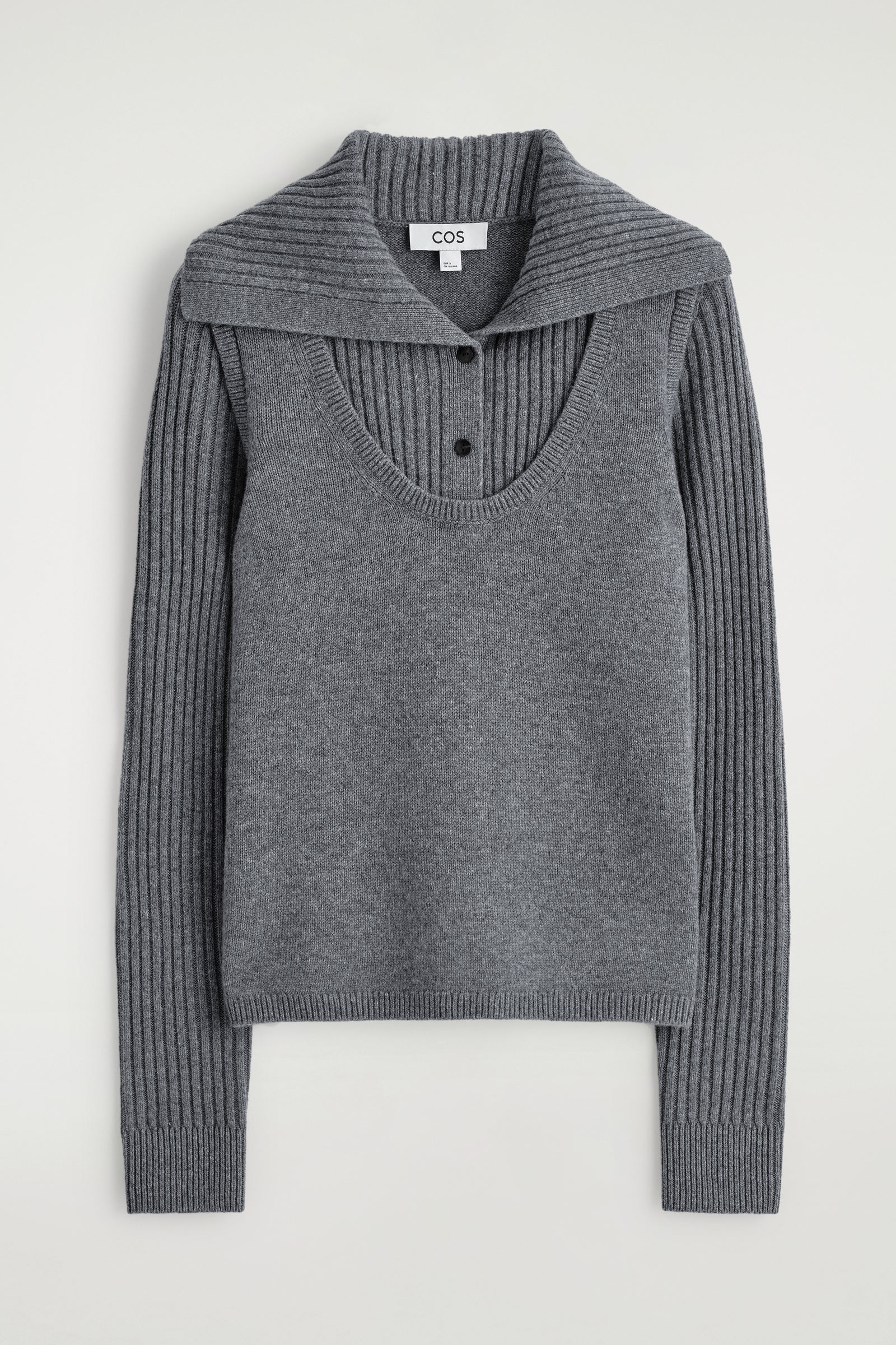 COS レイヤードメリノウールセーター ニット チャコール LAYERED MERINO WOOL JUMPER レイヤードメリノウールセーター