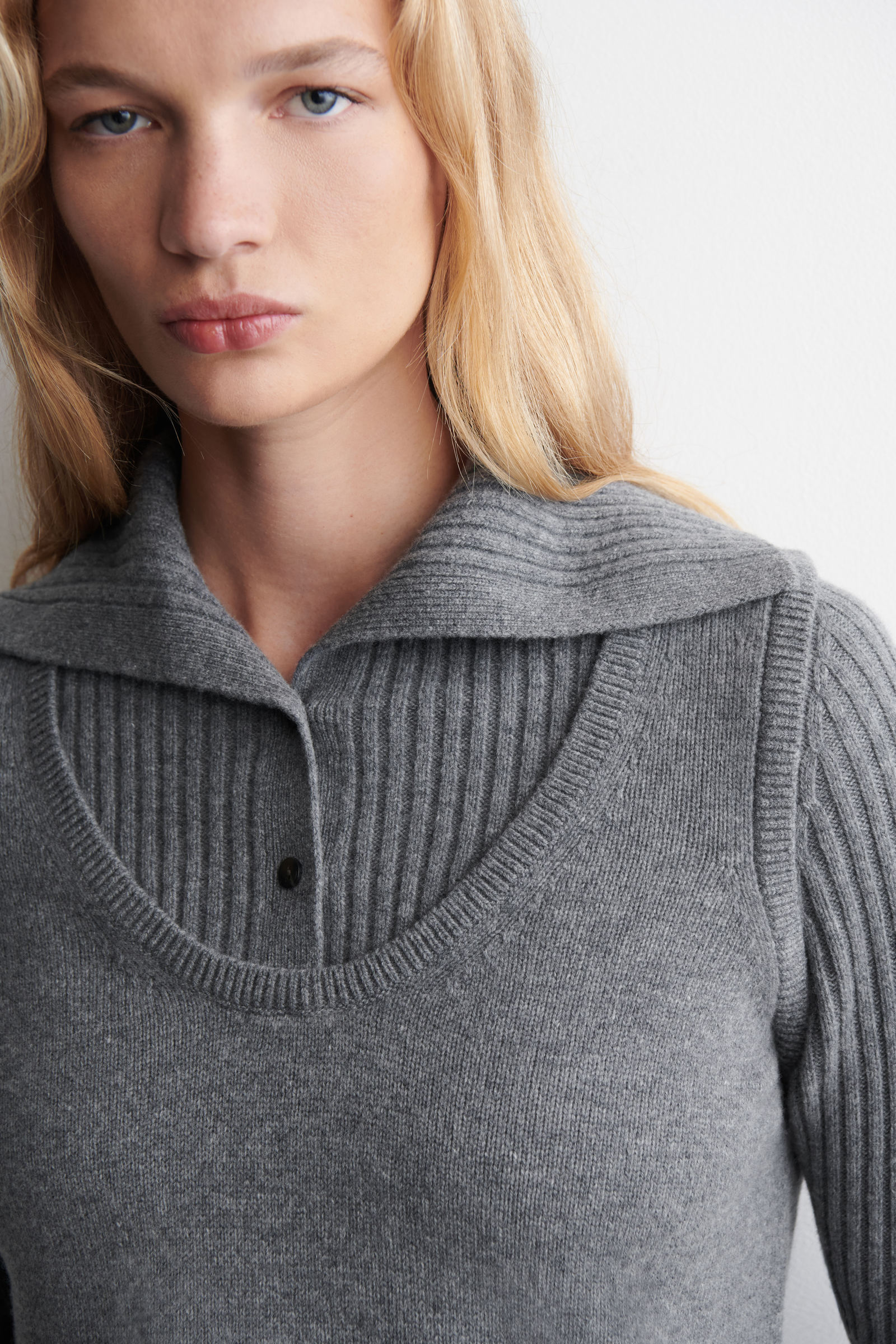 LAYERED MERINO WOOL JUMPER レイヤードメリノウールセーター