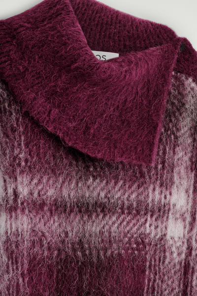 COS ボタン付きチェック柄アルパカ混セーター