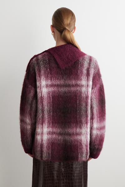 COS ボタン付きチェック柄アルパカ混セーター