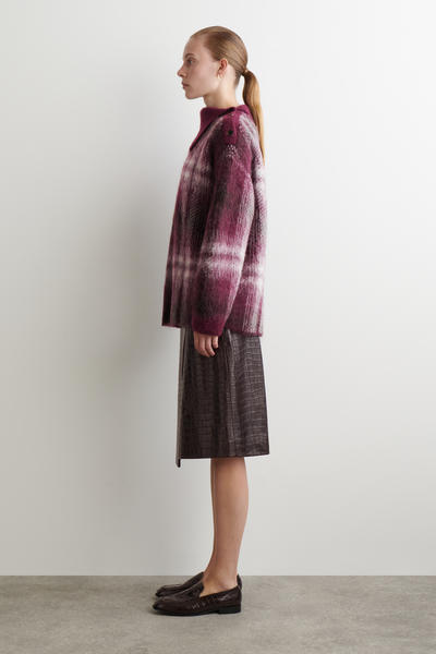 COS ボタン付きチェック柄アルパカ混セーター