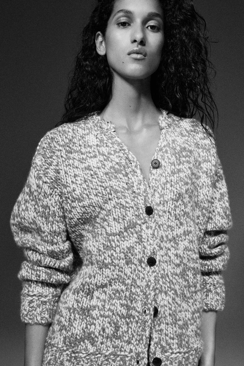 KAMUQ FLECKED CHUNKY WOOL-ALPACA CARDIGAN フレックチャンキーニット