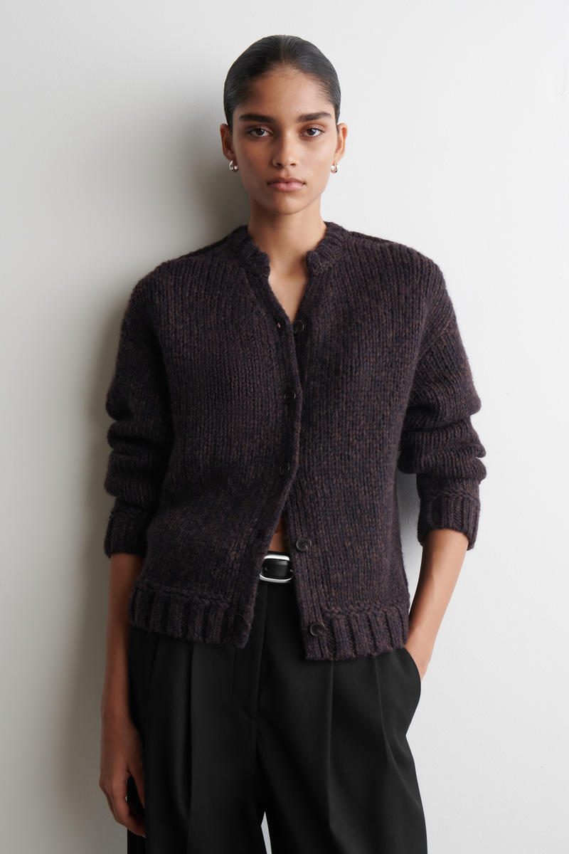 FLECKED CHUNKY WOOL-ALPACA CARDIGAN フレックチャンキーニット