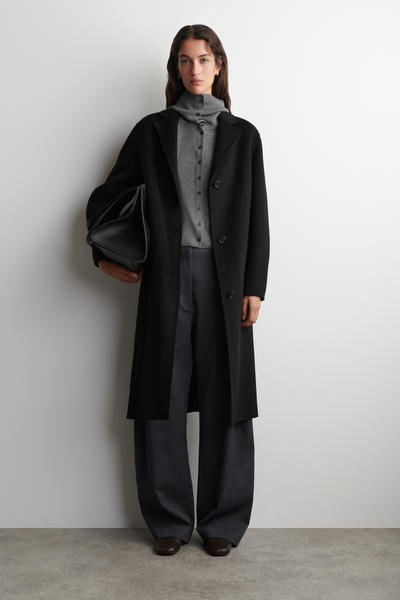 COS レイヤードメリノウールハイネックカーディガン