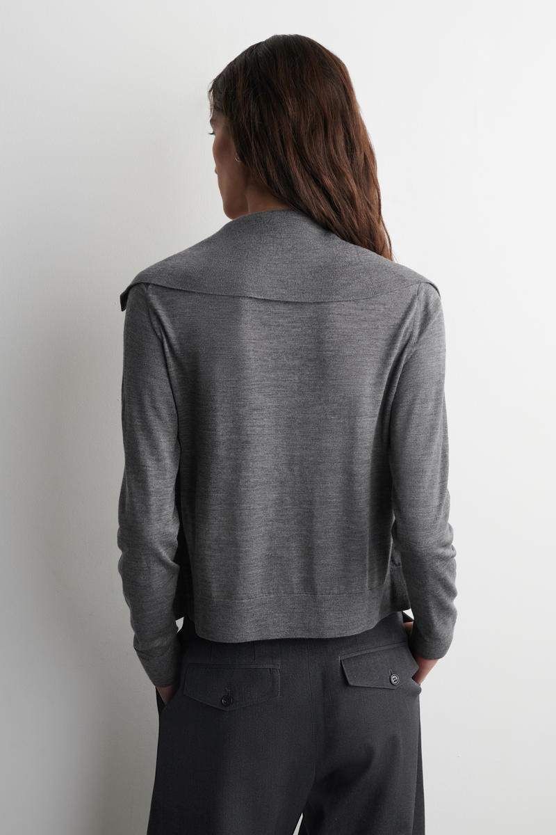 COS レイヤードメリノウールハイネックカーディガン