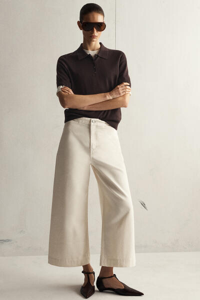 COS クロップドワイドレッグデニムパンツ