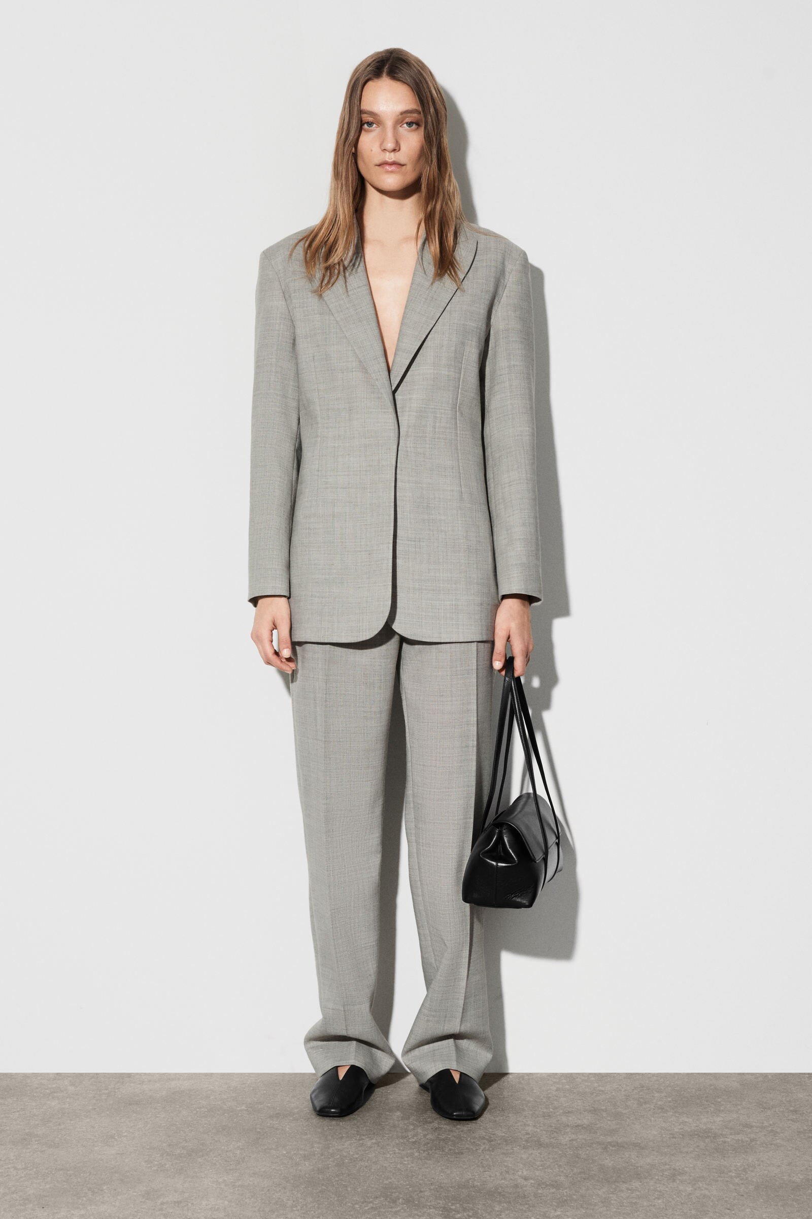 STRUCTURED WOOL-BLEND BLAZER ウールブレンドブレザー トープメランジ