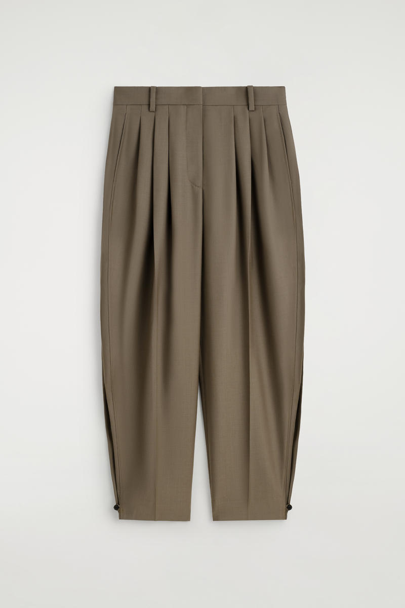 COS プリーツバレルレッグウールパンツ