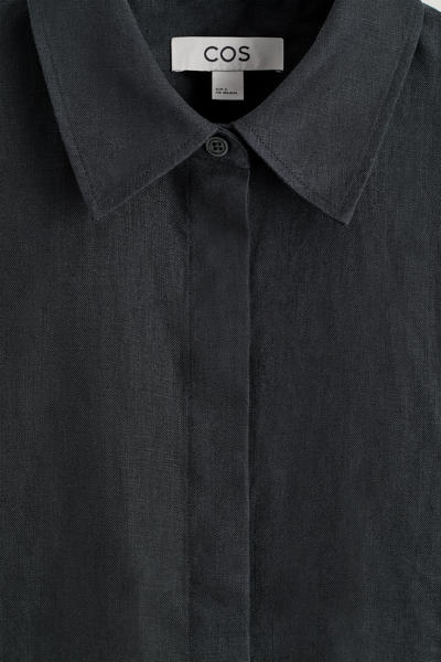 COS オーバーサイズ半袖リネンシャツ