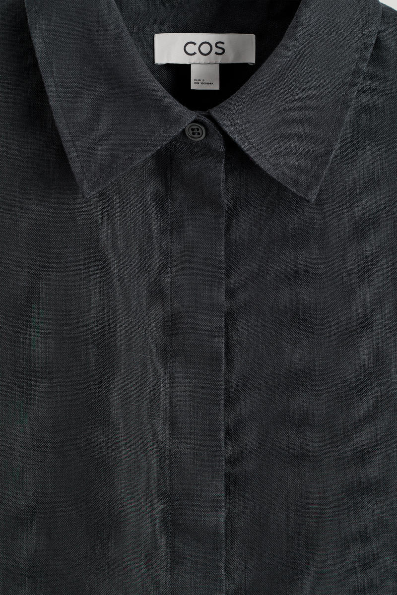 COS オーバーサイズ半袖リネンシャツ