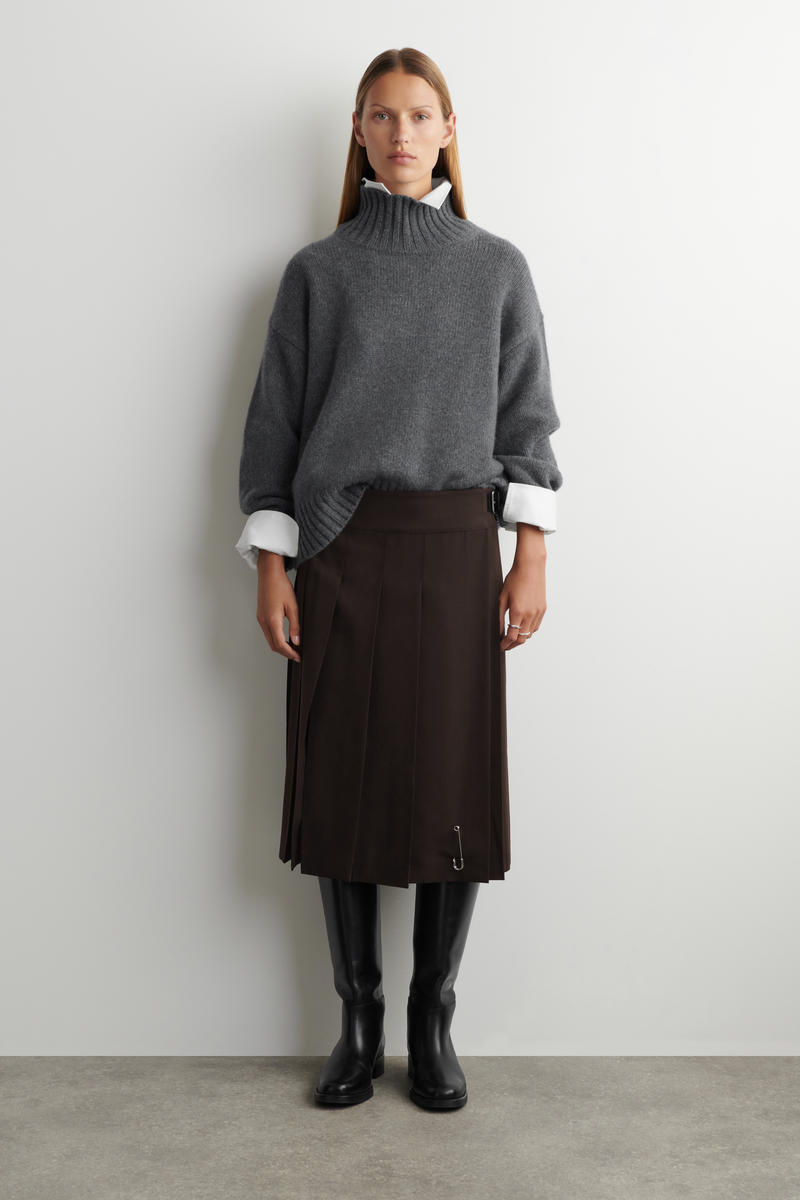 BELTED WOOL-BLEND MINI KILT ベルト付き ウール混ミニキルト ダーク