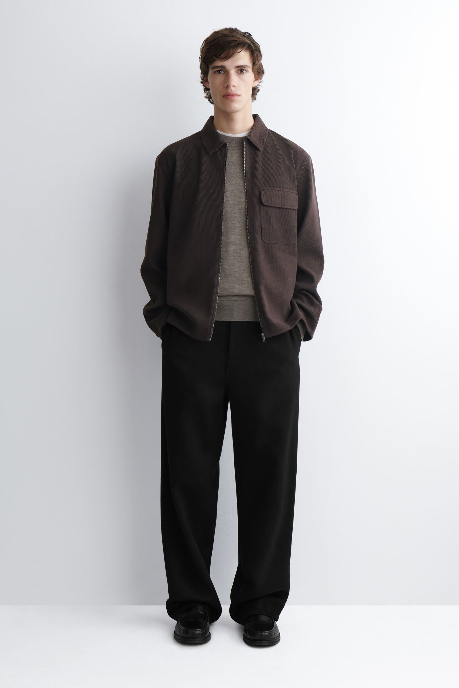 CORDUROY-JERSEY ZIP-UP OVERSHIRT コーデュロイジャージージップ