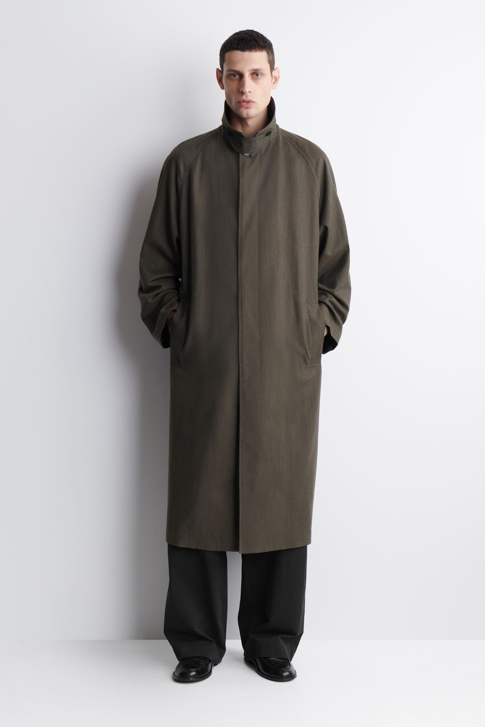【Hona】COS コス　トレンチコート　Aライン　ベージュ　32 WRAP-OVER WOOL-TWILL TRENCH COAT ラップオーバー ウールツイル