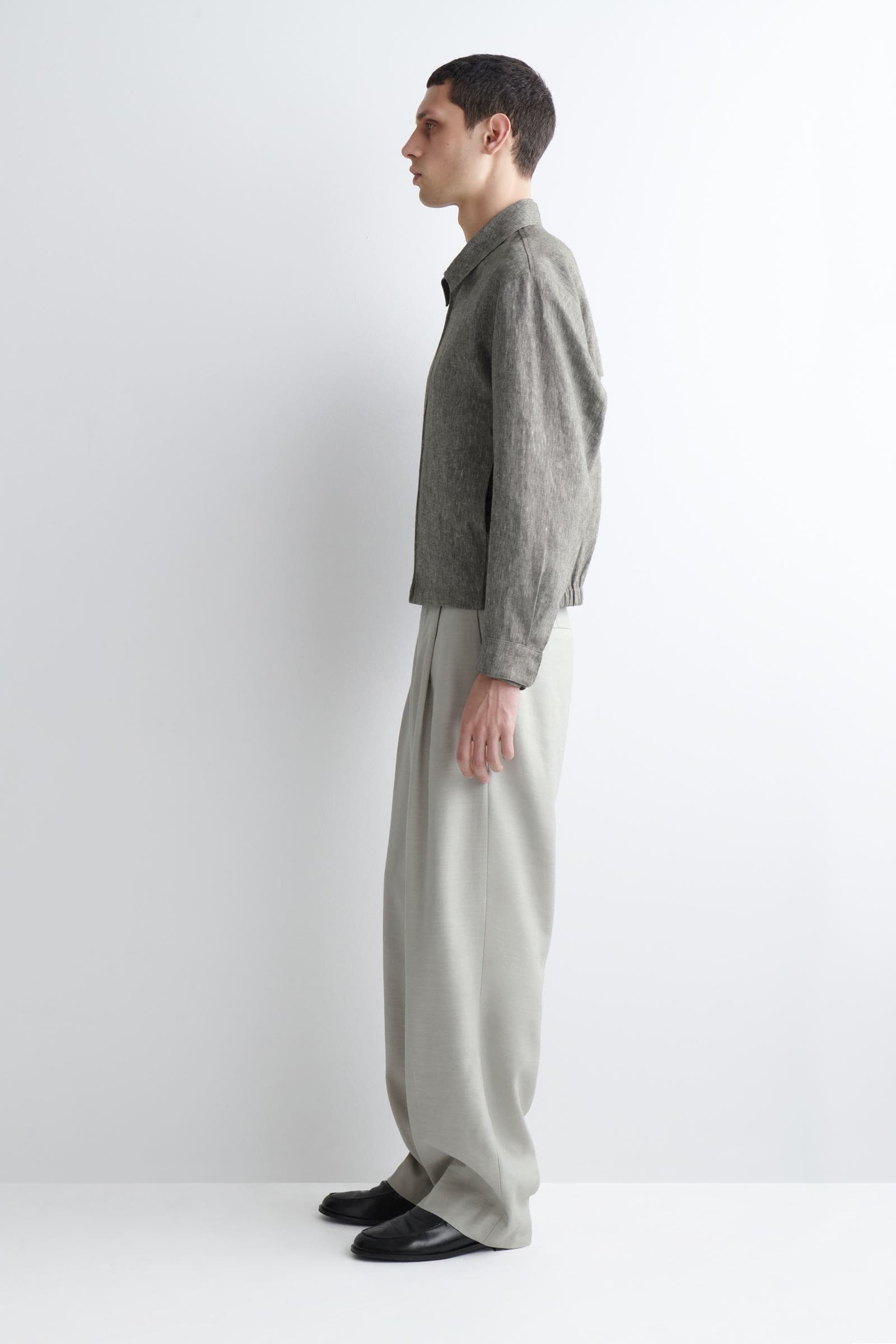 LINEN BLOUSON JACKET リネンブルゾンジャケット グレーメランジ｜COS 