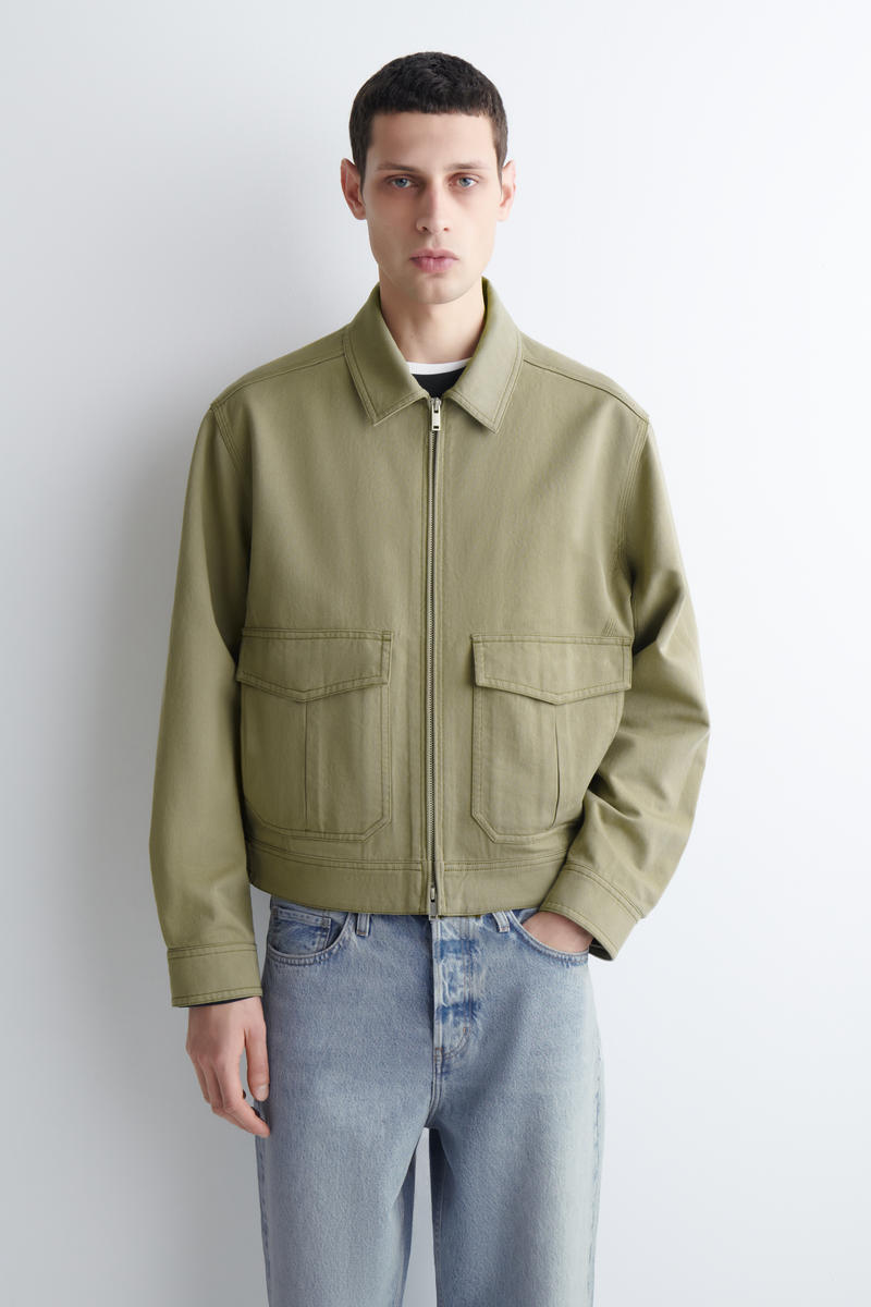 COS コットンブレンド　ジップアップユーティリティジャケット