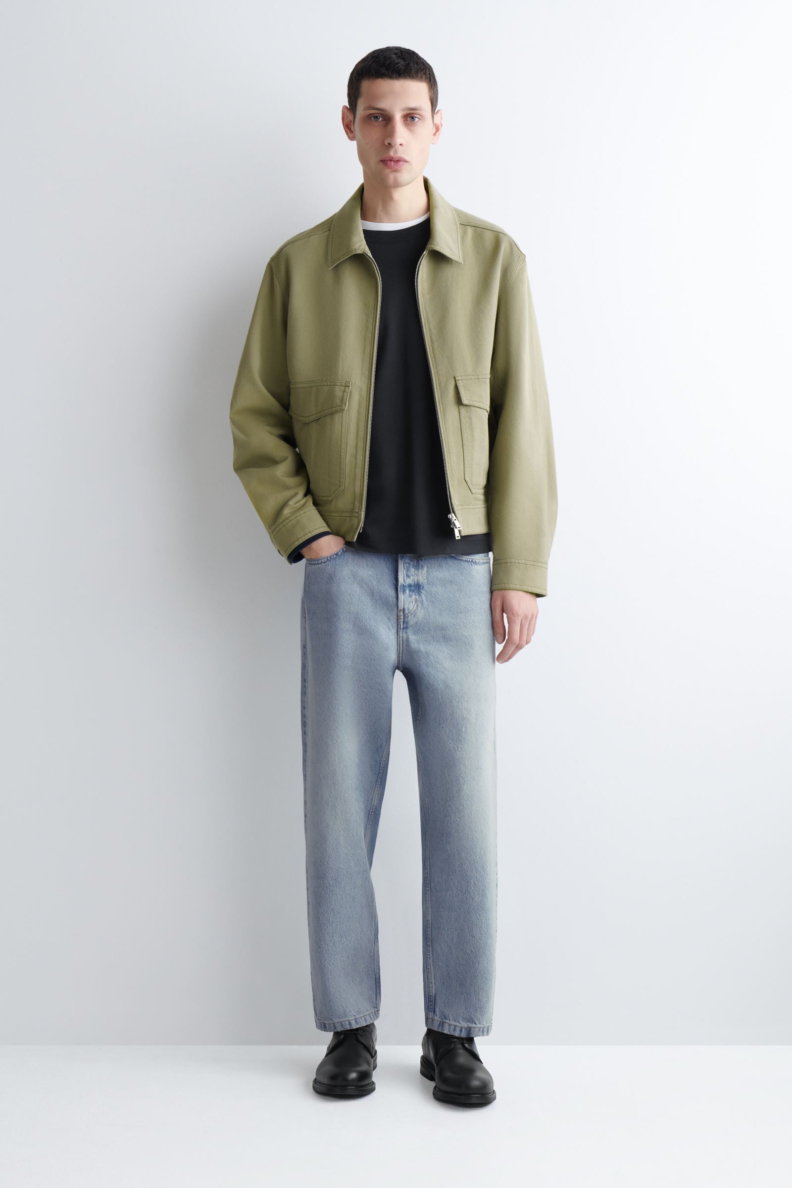 COS ジャケット ジップアップ コットン ミニマル モード きれいめ COTTON-BLEND ZIP-UP UTILITY JACKET コットンブレンド ジップアップ