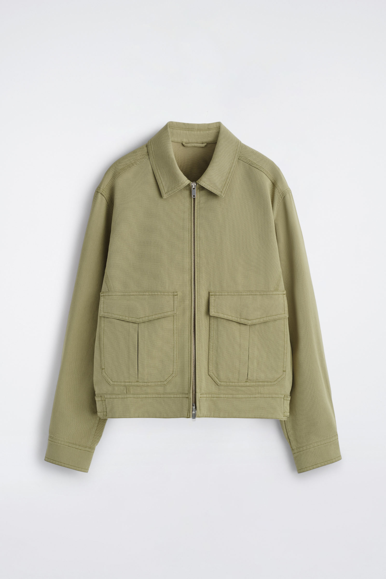 COS ジップアップジャケット　XS COTTON-BLEND ZIP-UP UTILITY JACKET コットンブレンド ジップアップ