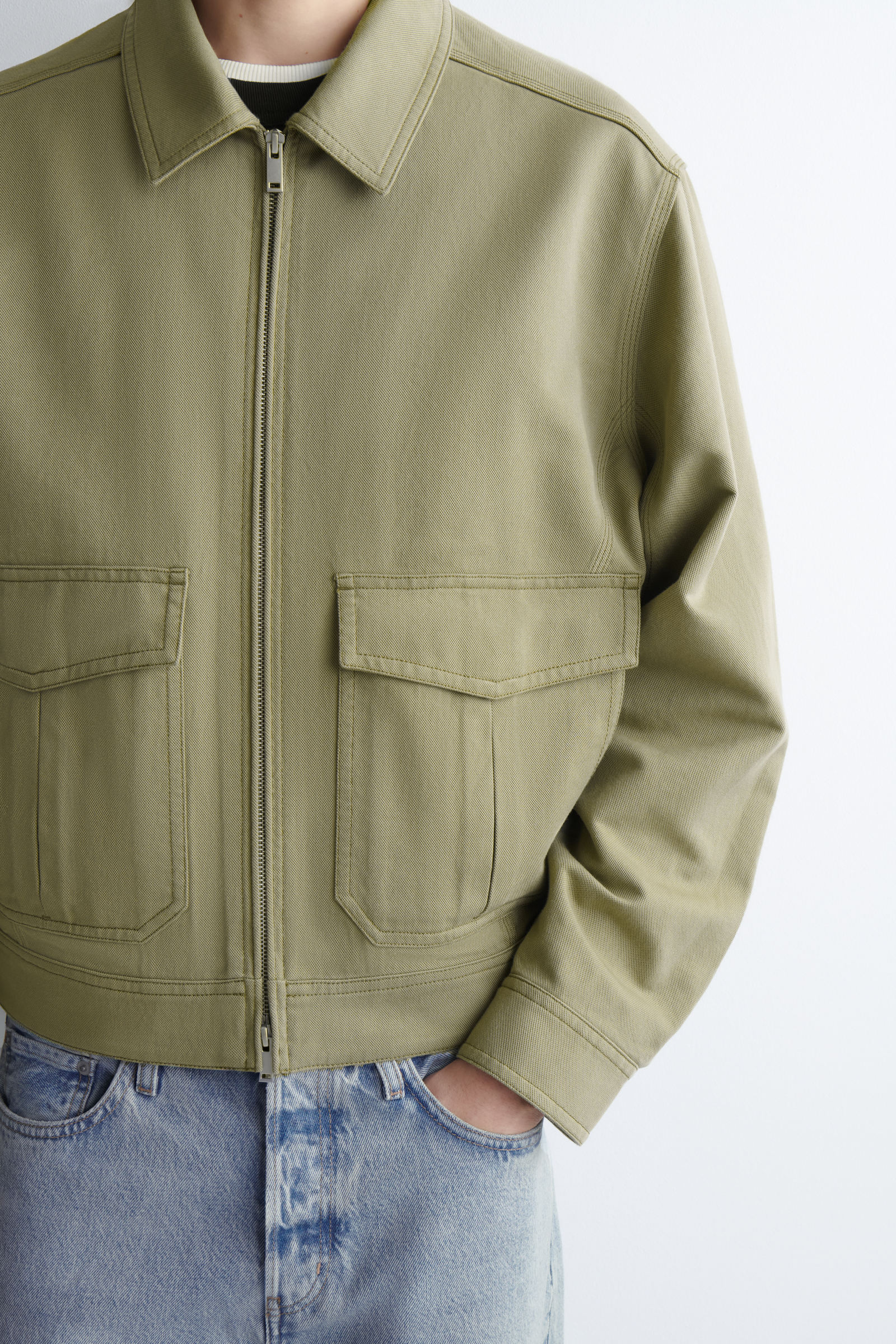 COTTON-BLEND ZIP-UP UTILITY JACKET コットンブレンド ジップアップ