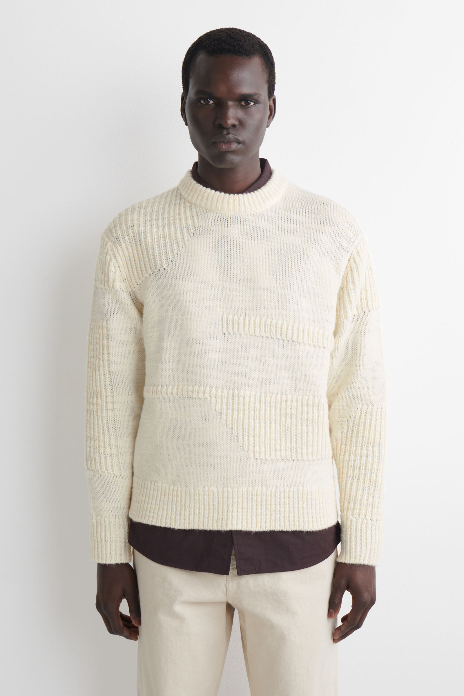 LADDER-STITCH WOOL JUMPER ラダーステッチウールセーター クリーム