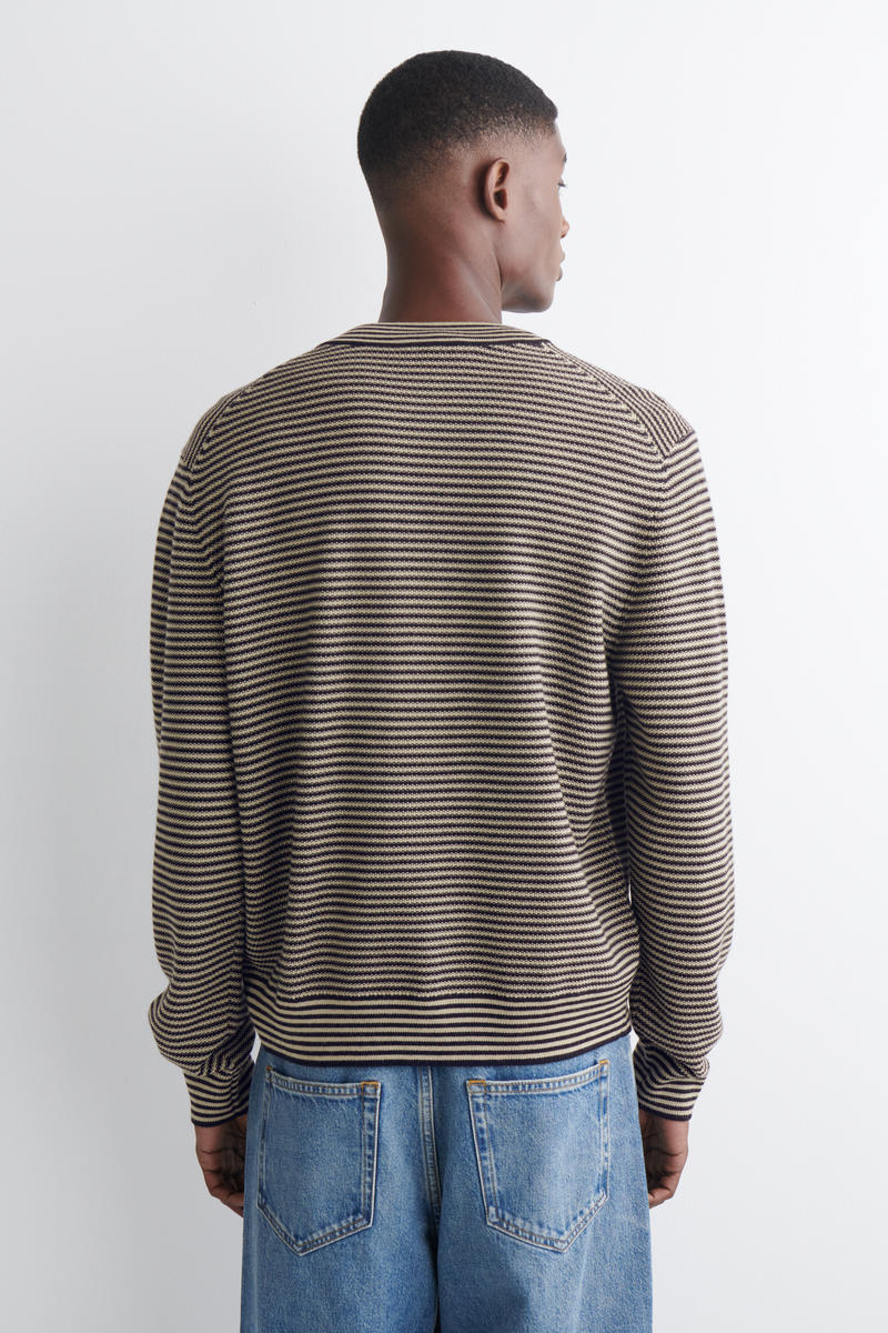 COS ストライプメリノウールカーディガン