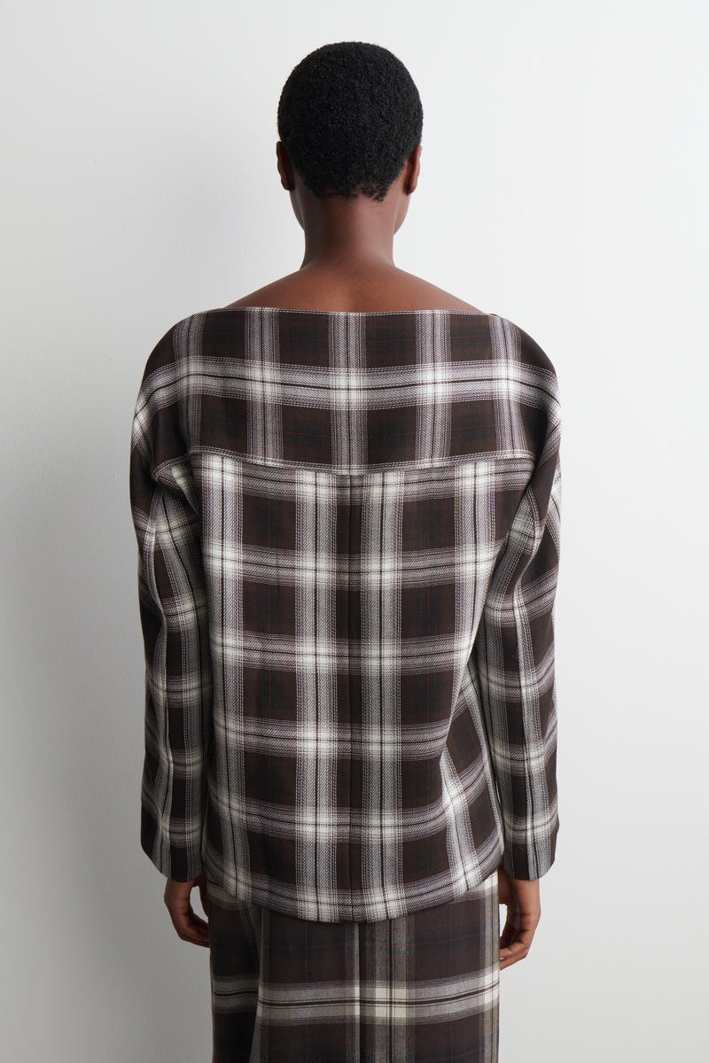 COS チェックVネックトップ