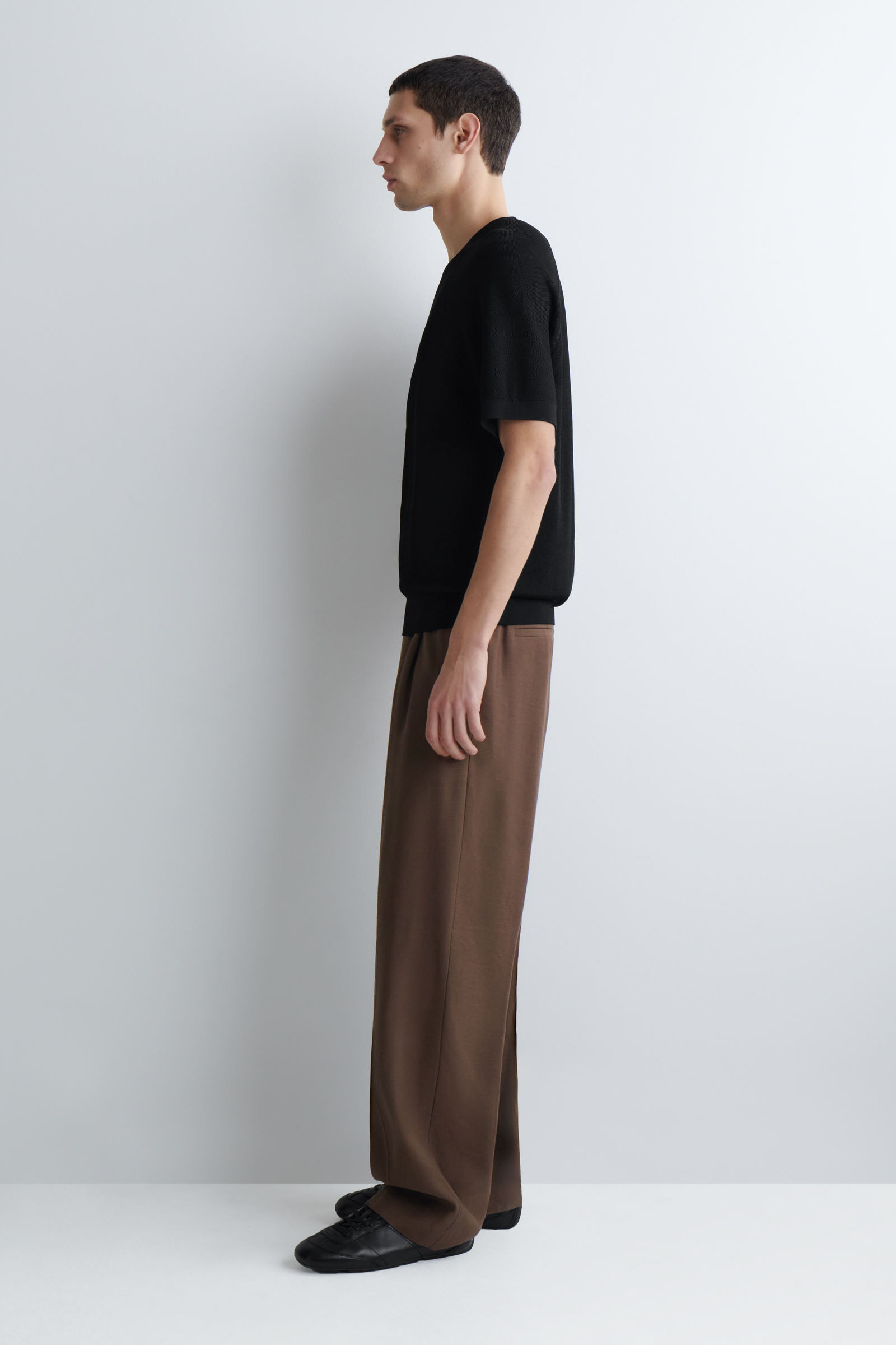 DOUBLE-FACED KNITTED T-SHIRT ダブルフェイスニットTシャツ ブラック 