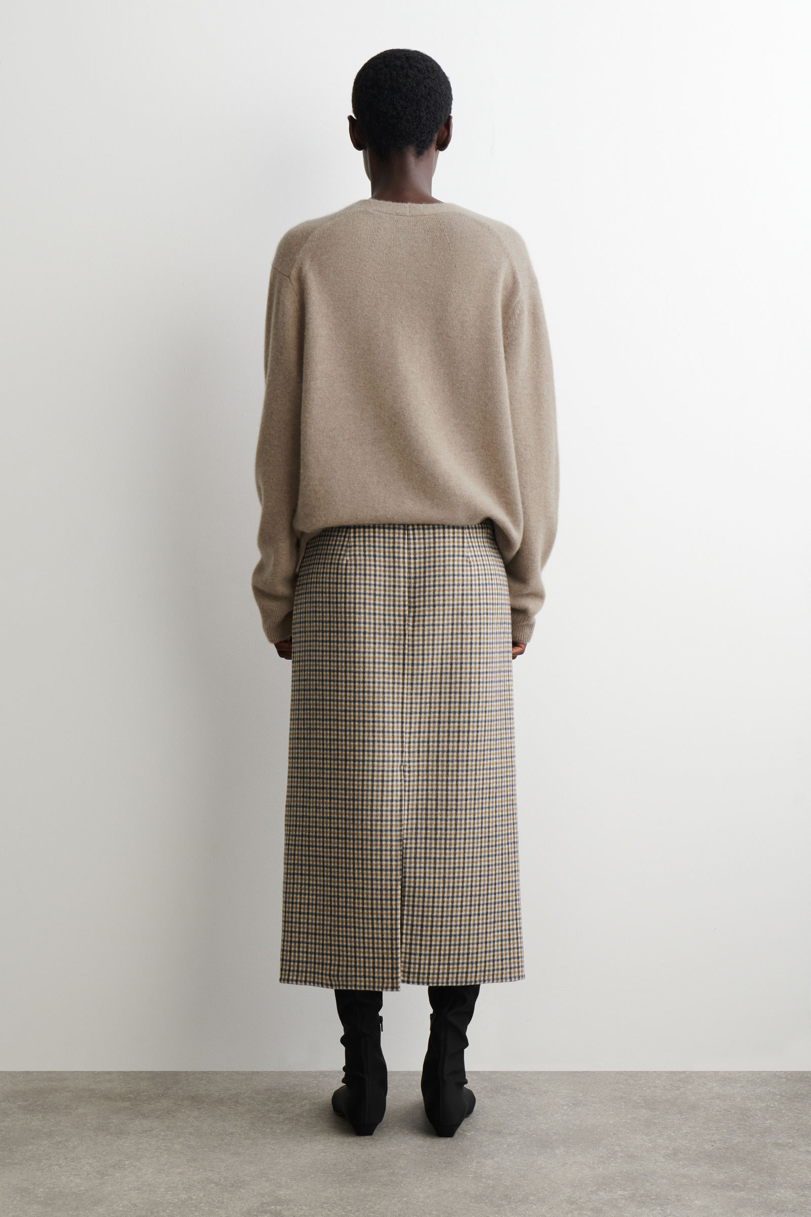 CHECKED DOUBLE-FACED WOOL SKIRT チェック柄ダブルフェイスウール